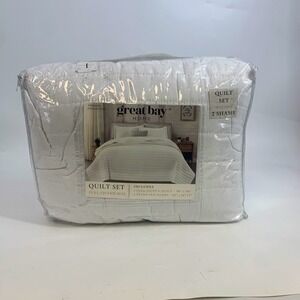 Great Bay Home Virginia Collection Quilt Set Full Queen White 3‎ Piece